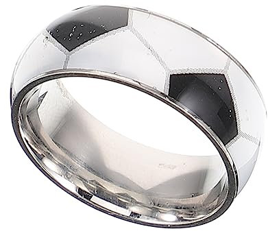 TOYANDONA Titanstahlring Mit Fußballmuster Für Herren Fingerring Aus Titanstahl Fußballring Für Männer Kreativer Männerring Langlebiger Und Hautfreundlicher Fingerdekor Für Alltag Und Anläss