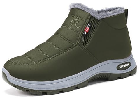 Stivali Pelle Uomo da Pioggia Donna Gomma Stivaletti Chelsea Anfibi Morbida Platform Boots Imbottiti Barefoot Scarpe Invernali Verde 43