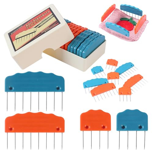 Formkamm-Set mit Metall-Nadeln zum professionellen Blocking von Strickstücken – Perfekte Formgebung für Schals, Pullover & Decken, einfache Fixierung (Orange/Grün)