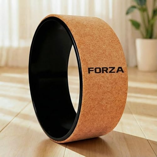 FORZA Cork Yoga Wheel for Backbends, Stretching & Mobility | Eco-Friendly Natural Cork, Non-Slip & Antimicrobial | Strong PP Core Supports 150kg | Ideal for Yoga, Pilates & Recovery