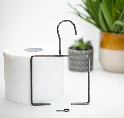 1x Natural Goods Berlin Toilettenpapierhalter, Schwarz, Weiß und Industrial, einfache, punktuelle Montage, minimalistisches Design (Industrial)