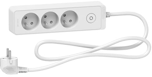 Zenitech SC5ST9331W Rallonge multiprises 3 Prises 2P+T Blanche, Blanc, Câble 1,5m