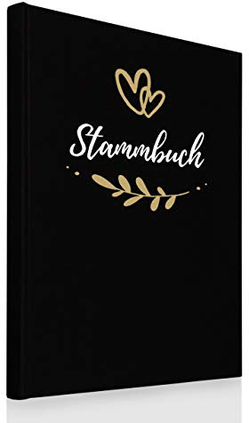 Hochzeitideal Stammbuch der Familie DIN A4 'Fiore' Leinen (schwarz)