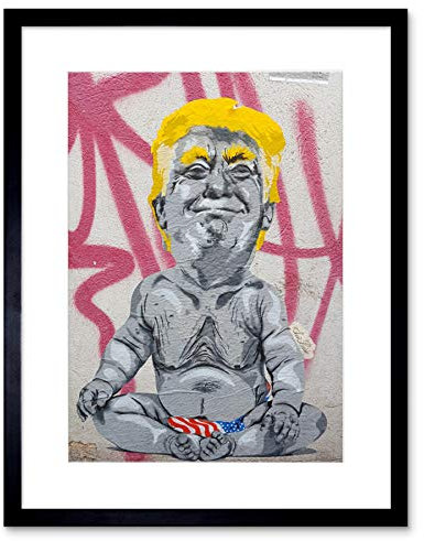 Wee Blue Coo LTD Baby Trump Graffiti Art Print Framed Poster Wall Decor 9x7 inch Wand Deko