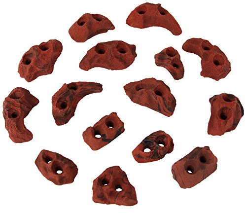 ALPIDEX Klettergriffe Klettersteine Tritte, rot-meliert, 15 Stück