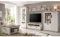 Lomadox Landhaus Wohnwand Set und Couchtisch, Pinie weiß und Oslo dunkel, LED-Beleuchtung, B x H x T ca.: 330 x 201 x 44 cm