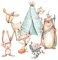Little Deco Aufkleber Waldtiere & Bär mit Pfeil und Bogen I Wandbild M - 77 x 53 cm (BxH) I Zelt Wandsticker Kinder Wandtattoo Kinderzimmer Deko Babyzimmer DL490