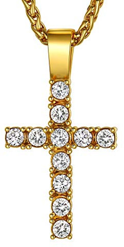 Richsteel CZ Halskette CZ Bling Kreuz Anhänger Herren Damen Kette
