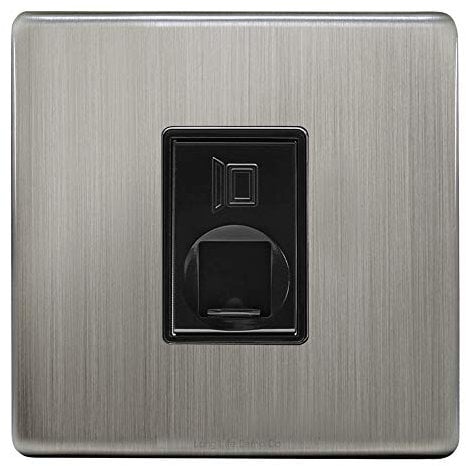 1 Gang Ethernet Port Data Socket CAT 5 Wall Plate Brushed Chrome Gloss N442DME-HE