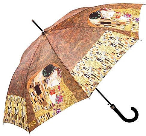 LUCKYWEATHER Regenschirm Stockschirm Damen Motiv The Kiss Auf-Automatik I Stockregenschirm groß und stabil sowie hochwertig verarbeitet I Regenschirme mit UV-Schutz