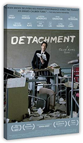 Filmposter Adrien Brody Detachment auf Leinwand, Wandkunst, Deko, Bild, Gemälde für Wohnzimmer, Schlafzimmer, Dekoration, 60 x 90 cm, Rahmen