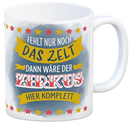 speecheese Fehlt nur noch das Zelt dann wäre der Zirkus hier komplett Kaffeebecher mit buntem Zirkusdesign