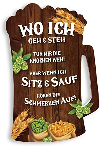 ZDFDC Bar-Deko Schild XXL aus Holz Groß 40x30cm - Chic Holzschild mit Spruch Lustig - Retro Bar Decoration Zubehör - Geschenkidee für Männer Küche Theken Partykeller Kneipen Partyraum Pub Club(A)