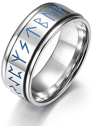 HCMA Drehbarer nordischer Edelstahl Viking Rune Punk Ring Totem leuchtende Persönlichkeit Herren Dekompressionsring Schmuck Geschenk