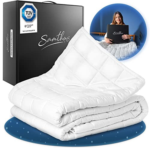 Samthus Gewichtsdecke 135x200cm 5kg Oeko-Tex Zertifiziert - Entspannungsdecke 100% Baumwolle - Schwere Anti-Stress & Therapiedecke - Besser schlafen mit unserer schweren Bettdecke - Weighted Blanket