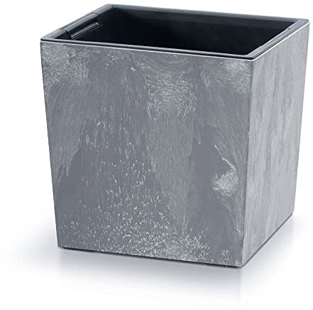 2in1 Blumentopf mit Einsatz Pflanzkübel Kräutertopf Blumenkübel Beton Optik Kunststoff 29,5 cm x 29,5 cm x 29 cm (Marengo)