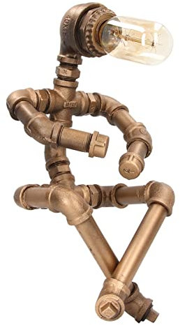 Haofy E27 Schreibtischlampe Im Industriestil, Retro-Schreibtischlampe in Roboterform, Dekorative Tischlampe für Zuhause, Schlafzimmer, Keller, Café, Restaurant(Braun)