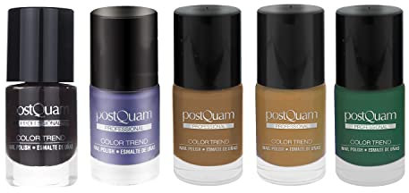 PostQuam Color Trend - Haltbare Nagellacke | Nagellack Set in Dunklen Farbtönen: Lavender, Land, Chocolat, Green, Glamour - Nagellack Schnelltrocknend