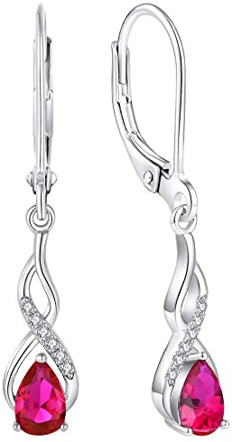 YL Unendlichkeit Ohrringe 925 Sterling Silber Juli Geburtsstein Rubin Ohrringe für Damen