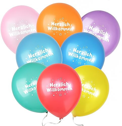 COLOFALLA 24 Stück Herzlich Willkommen Luftballons Einschulung Deko Willkommen Zuhause Ballons Welcome Abschluss Abi Deko Willkommen Baby Babyparty Weihnachten Hochzeit