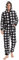 Focupaja Onesie Adulte Pyjama de Noël à Carreaux Fermeture éclair à Capuche Vêtements de Nuit pour la Famille Femmes Hommes Noir Blanc M