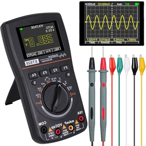 2 in 1 Oscilloscope Multimeter Professionelles LED 2,4-Zoll-Farbbildschirm ET828 Hochauflösendes 2,5 Msps Abtastrate, Spannungsprüfer Intelligentes Grafisches Digitales Oszilloskop