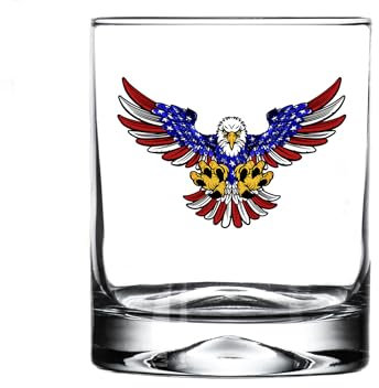 Rogue River Tactical Whiskyglas mit USA-Flagge, Adler, altmodisch, Geschenk für Militärveteranen, aktive Pflicht, patriotisch, amerikanisch