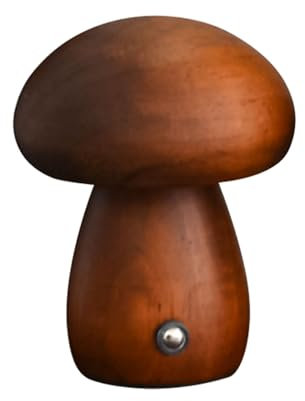 Nachtlicht aus Holz, Pilz-Nachtlicht, niedlich, klein, Pilz-Schreibtischlampe, wiederaufladbar, Pilz, Nachttischlampe, verstellbares Nachtlicht für Schlafzimmer, Heimdekoration (dunkles Walnuss,