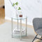 nozama Tall Side Table,Small Coffee Table,Small Side Table,Metal Plant Stand Indoor,2 Tier Round Flower Stand (Transparent 40x40x50cm, Pack 1)