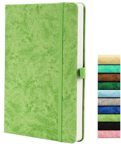Journal Puntinato - Taccuino Puntinato A5, Dotted Journal con Carta da 120GSM, 164 Pagine Punteggiate, Passante per Penna, Tasca Interna, Fascia Elastica, Verde Menta
