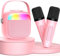 JYX Mini Karaoke Machine avec 2 Microphones sans Fil pour Enfants Adultes, Enceinte Karaoké Portable pour La Communication arents-Enfants/Cadeaux D'accompagnement L'apprentissage Précoce Beige/Rose
