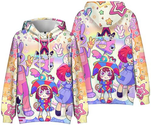 Erwachsene Jax Cosplay 3D Gedruckte Hoodies Neuheit Digital Circus Kapuzenpullover Ragatha Caine Sweatshirt (Mehrfarbig 5, X-Small)