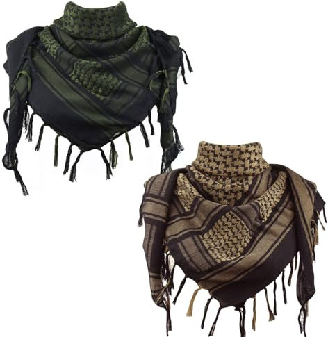 Explore Land Taktischer Shemagh-Schal aus Baumwolle, Motiv: Wüsten-Keffiyeh, Schwarz und Grün, Schwarz und Braun, Einheitsgröße