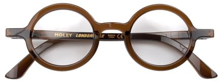 LONDON MOLE Brillen | Moley-Lesebrille | Runde Lesebrille | Coole Leser | Stilvolle Lesebrille | Herren Damen Unisex | Federscharniere | Durchsichtiges Braun | + 1,5 Vergrößerung