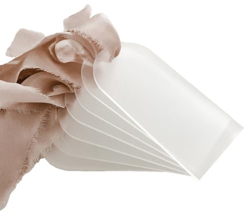 Spactz 100 STK. Transparente Bogenform Acryl Hochzeit Tischkarten Platzkarte Geschenkanhänger-Set Namensschild Sitzplan DIY Markierung für Party, Feine Verarbeitung