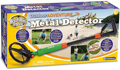 Brainstorm Toys Kids Metal Detector – Battery Powered Outdoor Adventure Tool with Light & Sound Alert, Lightweight and Portable for Treasure Hunting