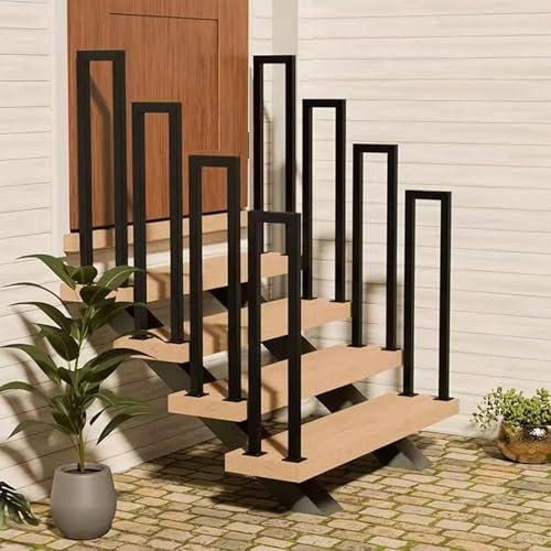 U-förmige Geländer Treppe, Treppengeländer Innen, Treppengeländer Außen, Handlauf Treppe U Form, Geländer Treppe Treppenhandlauf für Balkone Flure Wohnungen Villen (U-Schwarz, 35CM)