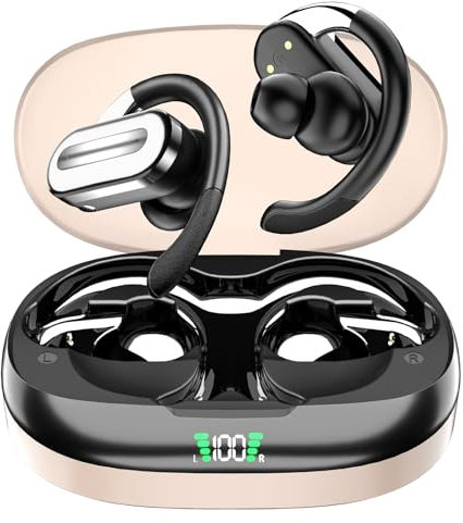 Sports Workout In Ear Headphones Over Ear TWS Wireless Earbuds Noise Cancelling Hook Gym Bluetooth Earphones ENC Ear Phones Wireless Ear Hanging Bluetooth Headset for iPhone Android Running Laptop PC