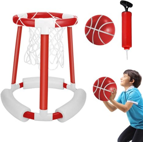 Nuyhadds Juego de baloncesto para piscina, canasta de baloncesto para piscina, soporte para pared trasera de baloncesto acuático, canasta de baloncesto al aire libre, incluye pelotas y bomba para