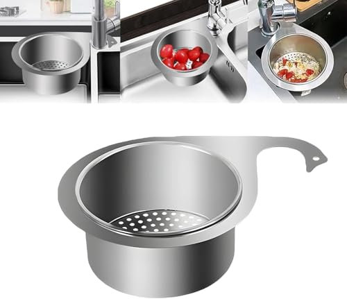 Stainless Steel Swan Sink Strainer Basket, Multifunctional Drain Basket Draining Basket Sink Drainer Basket, Corner Sink Basket Strainer for Filter Kitchen Sink Waste Wash Vegetables Fruits (1PCS,S)