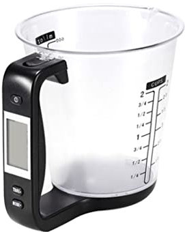 Kitchen Electronic Measuring Instrument Multi Function Digital Measuring Jug Kitchen Weigh Temperature Volume Cup Scale with Detachable LCD Display Black for Home Interior Kitchen