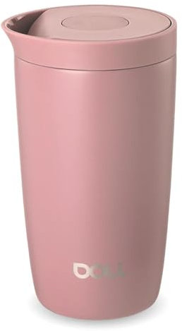 Doli Thermo Kaffeebecher Berry 340ml - Doppelwandiger Edelstahl Thermoisoliert - Hält Getränke bis zu 6h Heiß - Einhändiges Öffnen und Schließen