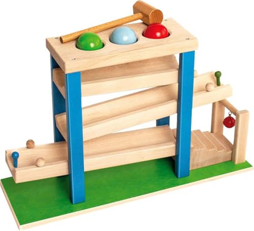 ToyToyToy Kugelklopfbank mit Kugelbahn aus Holz mit Glockentor
