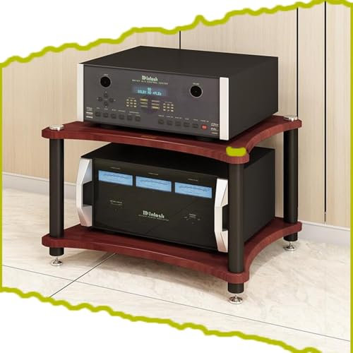 KUANGGE HiFi-Racks aus Holz, 24-Zoll-Stereoschrank, HiFi-Regal, Audio-Rack, Verstärker-Rack, AV-Medienständer, bodenstehender Audio-Video-Komponentenschrank (braun, 40 cm)