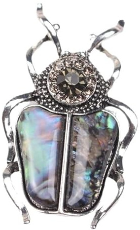 Retro-Käfer-Brosche mit Abalone-Muschel-Imitation und Diamant-Akzent – Einzigartiger Insekten-Anstecker for Kleidung und Accessoires