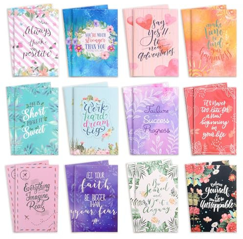 24 Pezzi Taccuino Tascabile Piccolo, 12,5 X 8 cm Quadernino Piccolo, Block Notes Piccoli, Mini Quaderno con Frasi Motivazionali, per Scuola, Ufficio, Viaggi