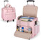 Luxja Rolling Teacher Bag with Laptop Compartment and Detachable Dolly, Multifunctional Rolling Teacher Tote Bag (Bag Only), Pink