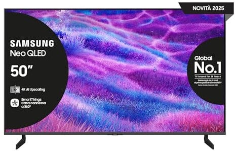 Samsung Smart TV 50'' QE50QN83FAUXZT Neo QLED 4K Mini LED, NQ4 AI Gen2 Processor, 4K AI Upscaling, AI Customization Mode, Dolby Atmos & OTS Lite, Simple Chamfer Design, 2025, 2025 QN83F, 50