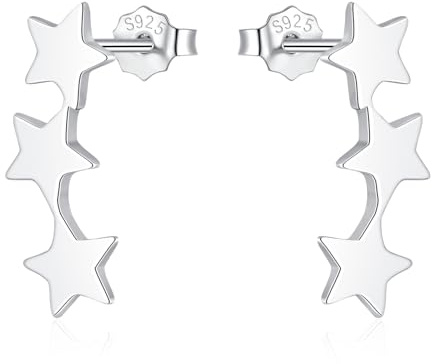 Zolkamery Ohrstecker Silber 925, 925 Sterling Silber Stern Stecker Ohrringe für Damen, Hypoallergene Stern Ohrstecker mit Zirkonia, 15 16mm Schlafen Knorpel Ohr Stecker, Geschenk für Mädchen mit Box