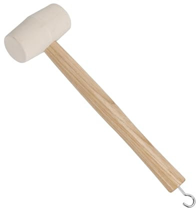 Tool & Tree Martello da campeggio con testa in gomma bianca e manico in legno – Martello per tenda con gancio per estrarre picchetti – Martello per costruzione di tenda, campeggio, trekking, attività